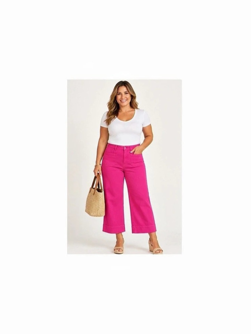 Pink Cropped Wide Leg Pants Like New